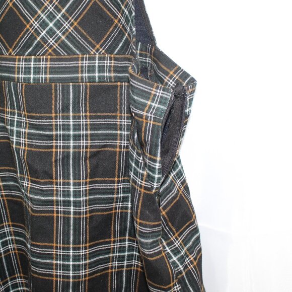 Forever 21 Green Black Yellow Plaid Medium Overalls Dress with Pockets - Picture 6 of 7